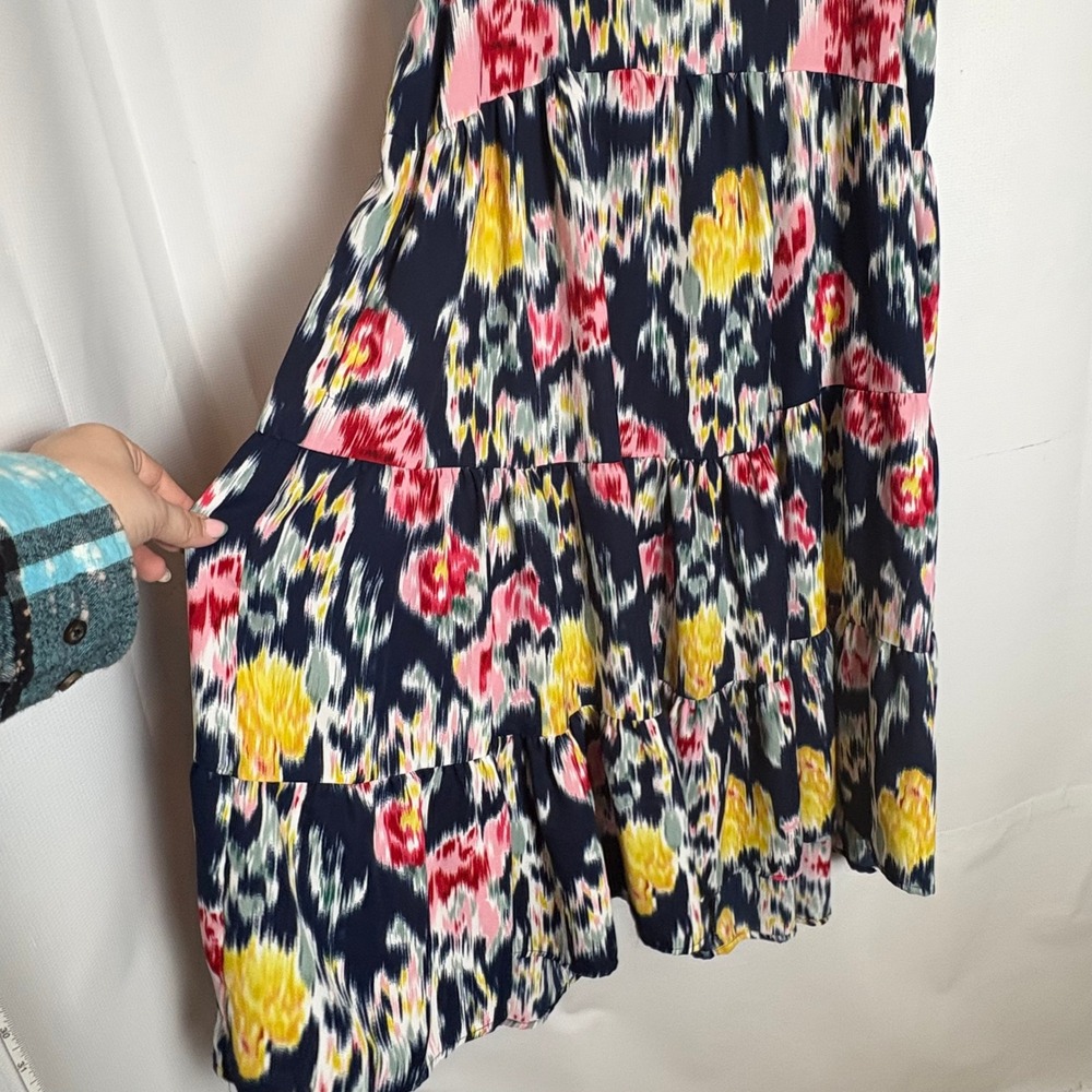 Pinch Women Abstract Print Tiered Midi Dress Flutter Sleeve M Festival Casual - Picture 3 of 10